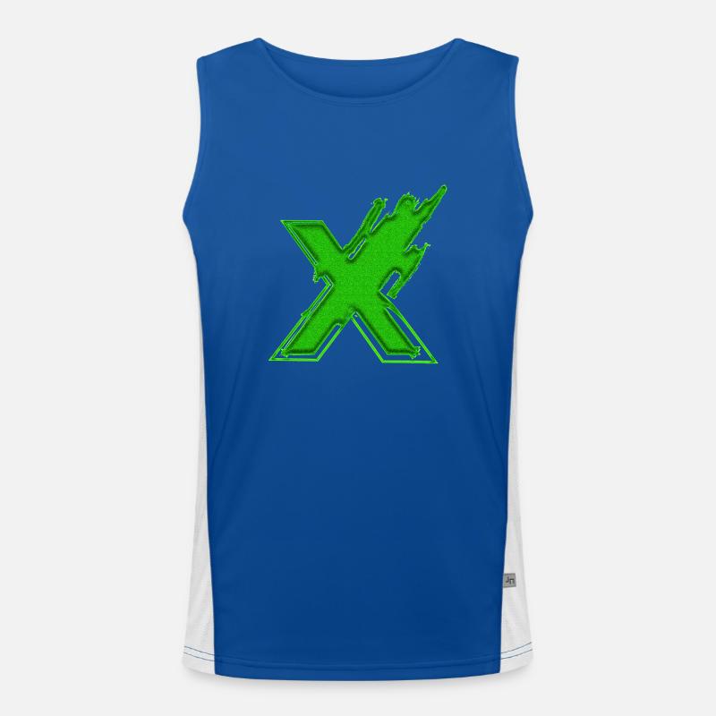 Symbol shape typography letter Alphabet X Men's Functional Contrast Tank Top 