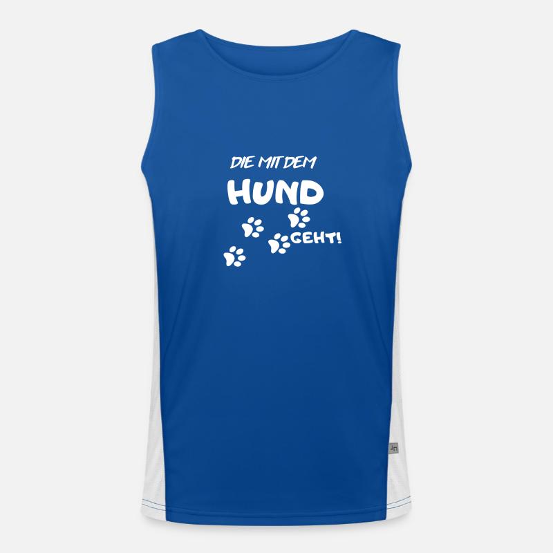 Die mit dem Hund geht Funktionelles Kontrast-Tank Top für Männer 