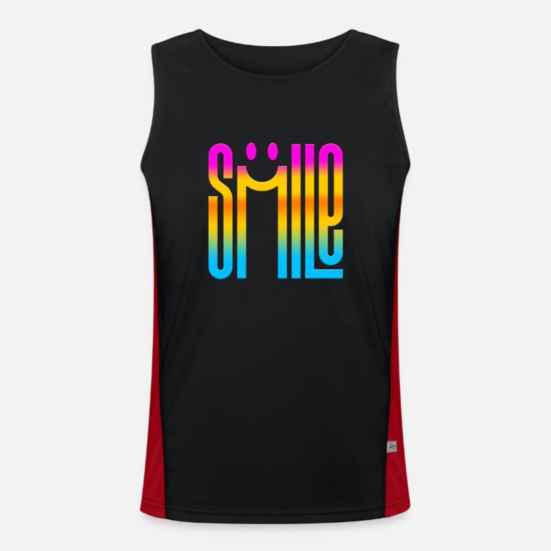 think smile positive thoughts happy meditation Men's Functional Contrast Tank Top 