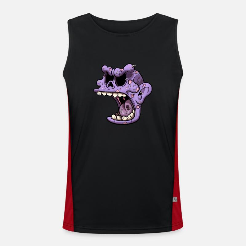Zombie Head With Maggots Men's Functional Contrast Tank Top 
