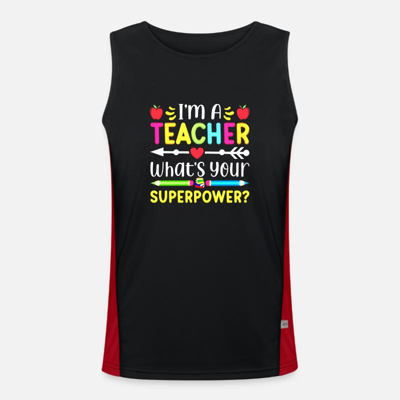 Ich bin Lehrer Superkraft Superkraft Mathematik Funktionelles Kontrast-Tank Top für Männer 