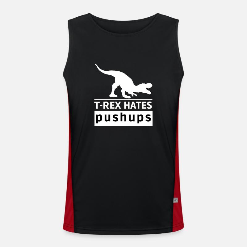 T-rex hates push-ups Idée cadeau original Débardeur respirant contrasté Homme 