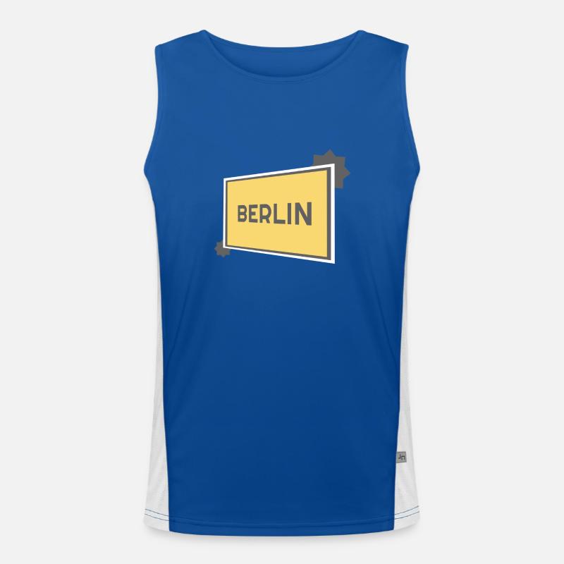 Berlin Ortsschild - modern grey Funktionelles Kontrast-Tank Top für Männer 