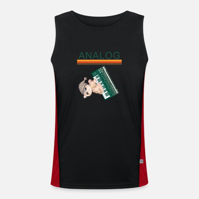 Synths Analog Retro Cat Synthesizer Funktionelles Kontrast-Tank Top für Männer 