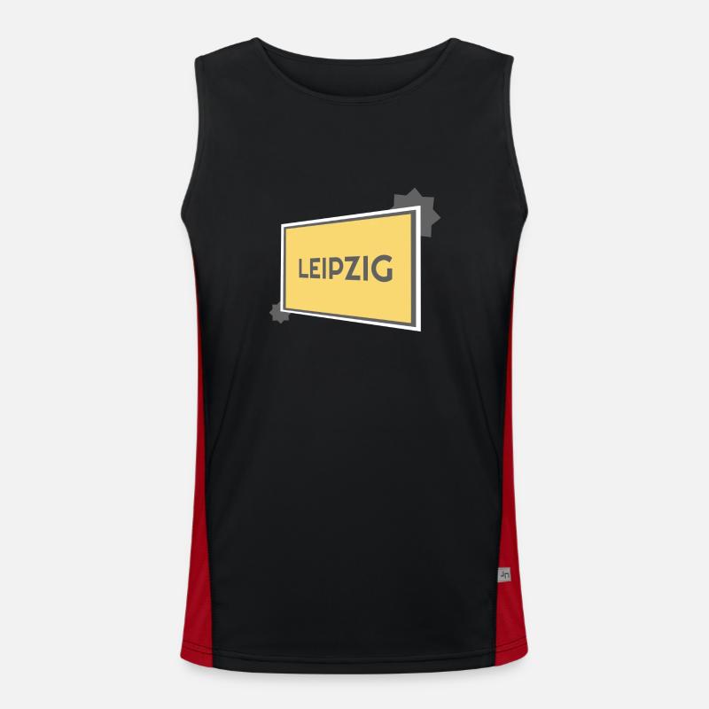 Leipzig Ortsschild - modern grey Funktionelles Kontrast-Tank Top für Männer 