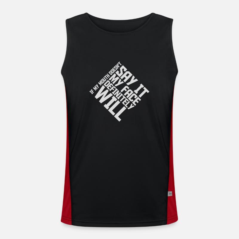 my face definitely will - Men's Functional Contrast Tank Top - black/red