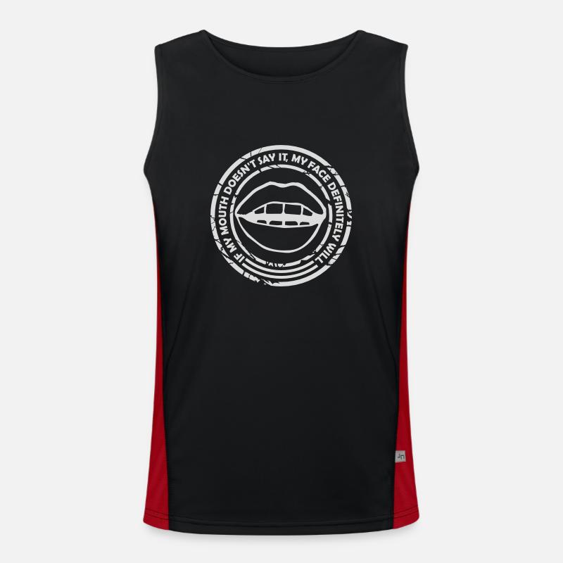 my face definitely will - Men's Functional Contrast Tank Top - black/red
