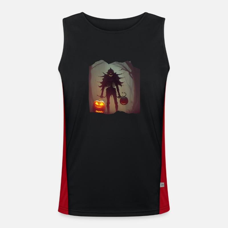 Halloween Geist mit Kürbis Funktionelles Kontrast-Tank Top für Männer 