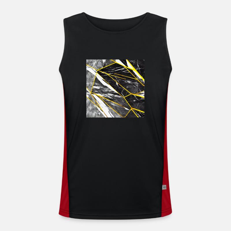 Schwarz Gold Marmorimitat Funktionelles Kontrast-Tank Top für Männer 