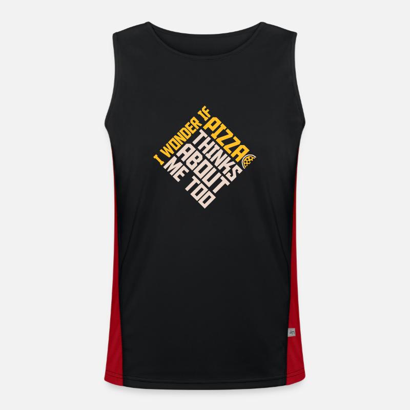 pizza thinks about me - Men's Functional Contrast Tank Top - black/red