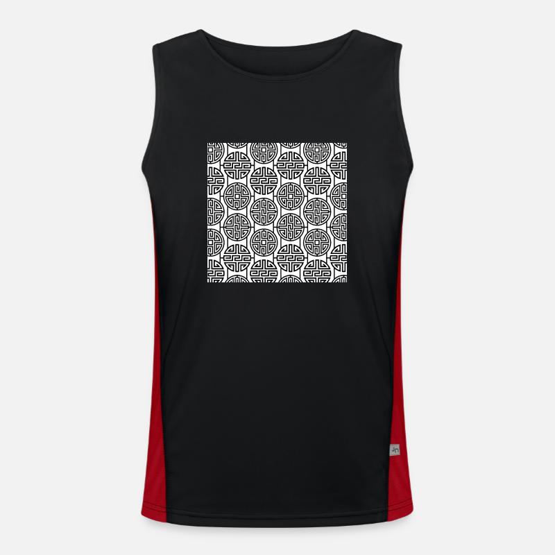 Chinese pattern - Men's Functional Contrast Tank Top  - black/red