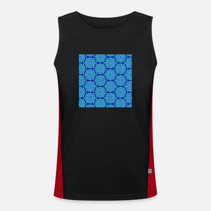 Chinese pattern - Men's Functional Contrast Tank Top  - black/red