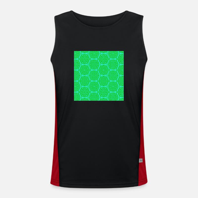 Chinesisches Muster Funktionelles Kontrast-Tank Top für Männer 