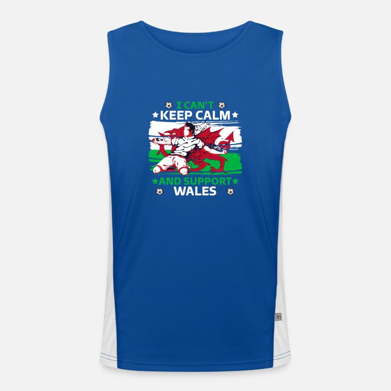 stay calm and support Wales Men's Functional Contrast Tank Top 