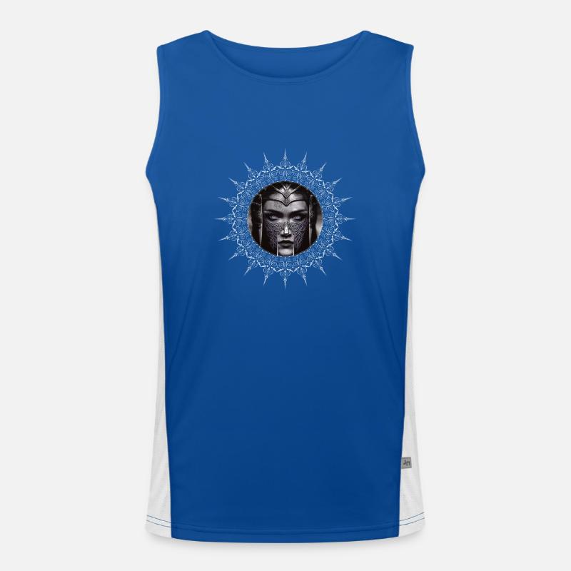 Schildmaid Wikinger Kriegerin Mittelalter Freya Funktionelles Kontrast-Tank Top für Männer 