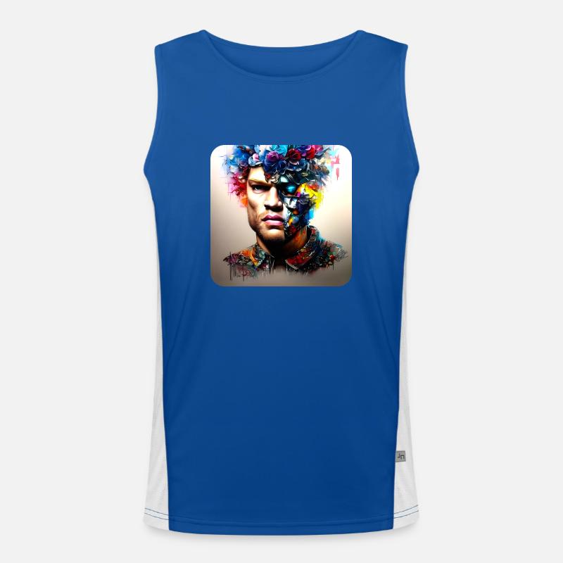 His deep rolling Men's Functional Contrast Tank Top 