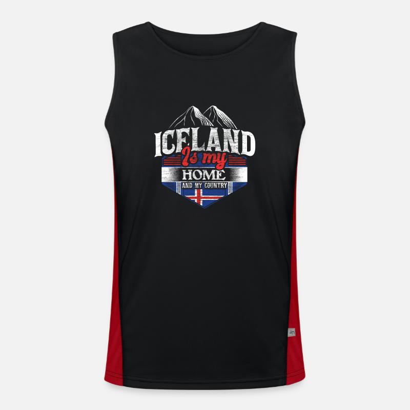 Island Vulkan Republik Geschenk Funktionelles Kontrast-Tank Top für Männer 