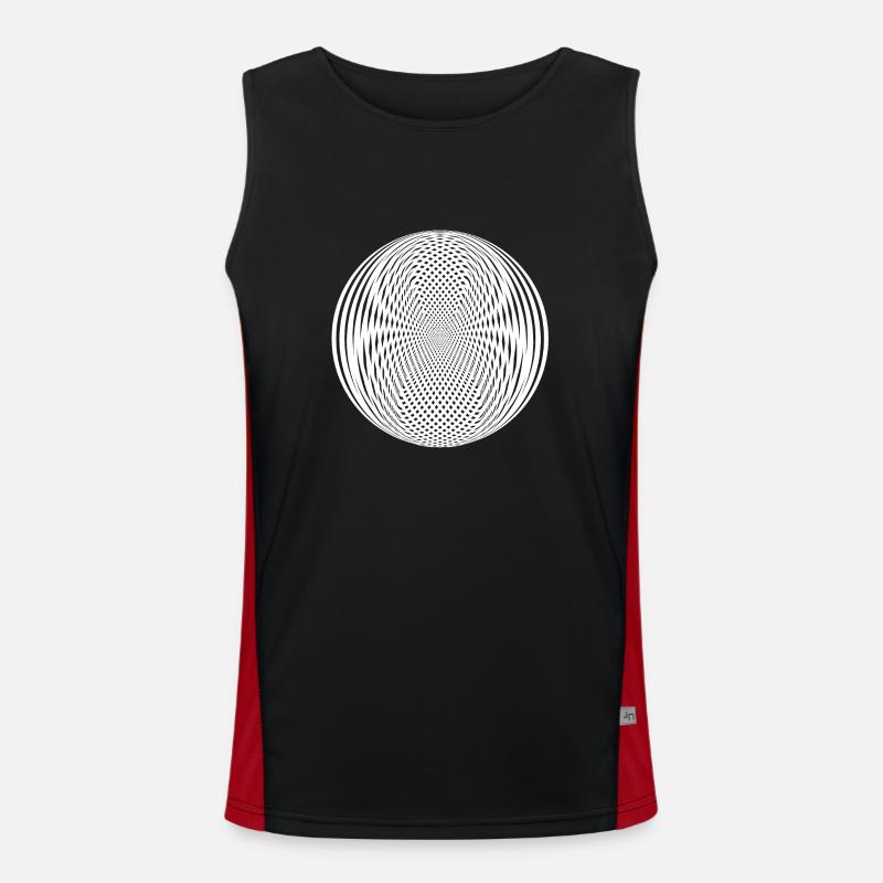 Abstract Black Round Shape Optical Illusion - Men's Functional Contrast Tank Top  - black/red