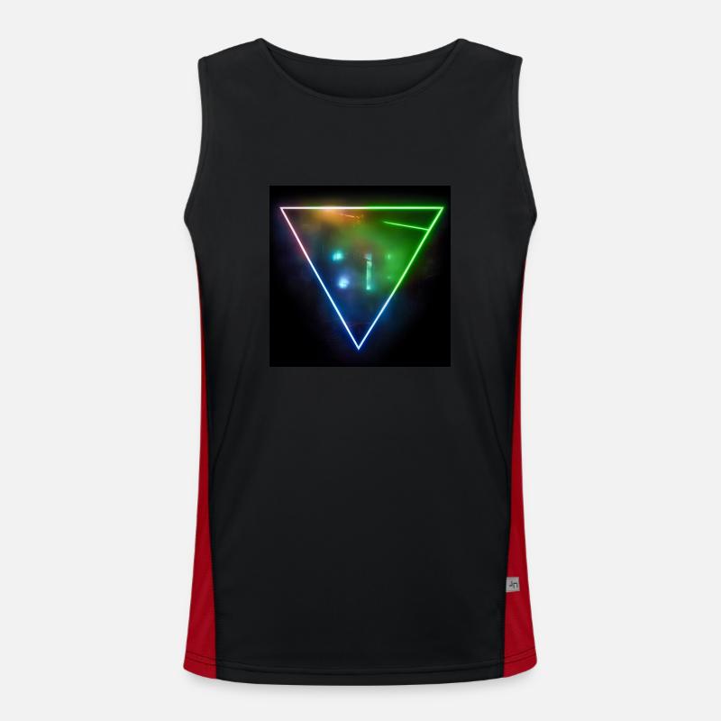 Trippy Laser Triangle with glowing city lights Funktionelles Kontrast-Tank Top für Männer 