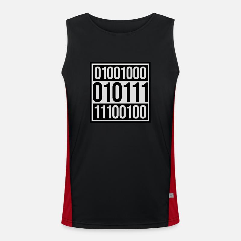 Binär Code Programm Sprache - Funktionelles Kontrast-Tank Top für Männer  - Schwarz/Rot