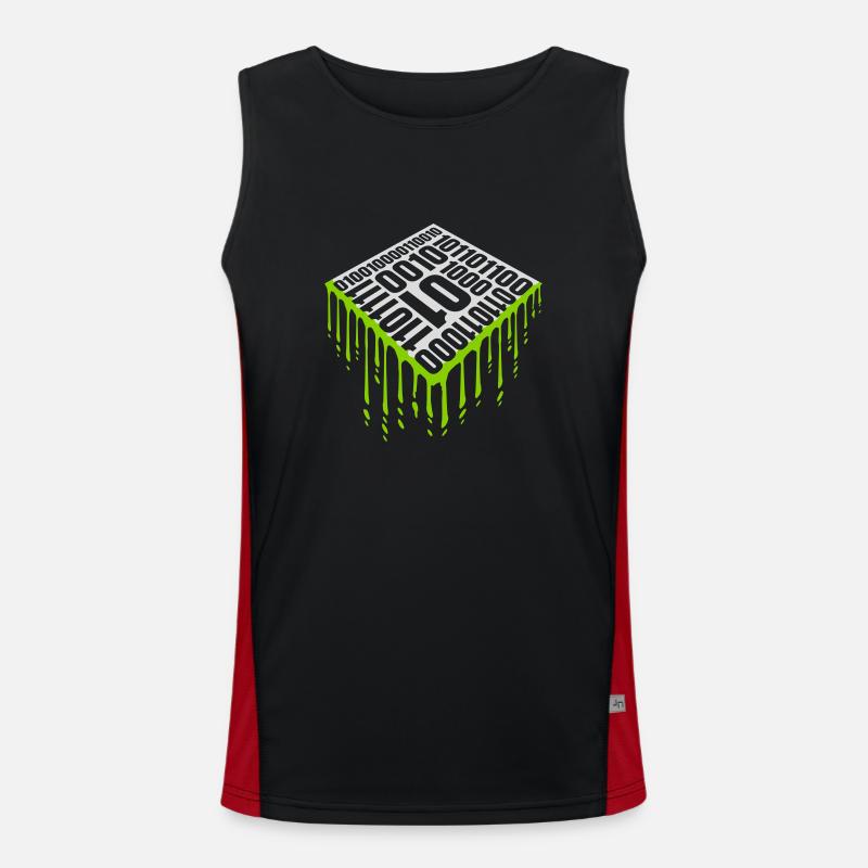 Binär Code Programm Sprache - Funktionelles Kontrast-Tank Top für Männer  - Schwarz/Rot