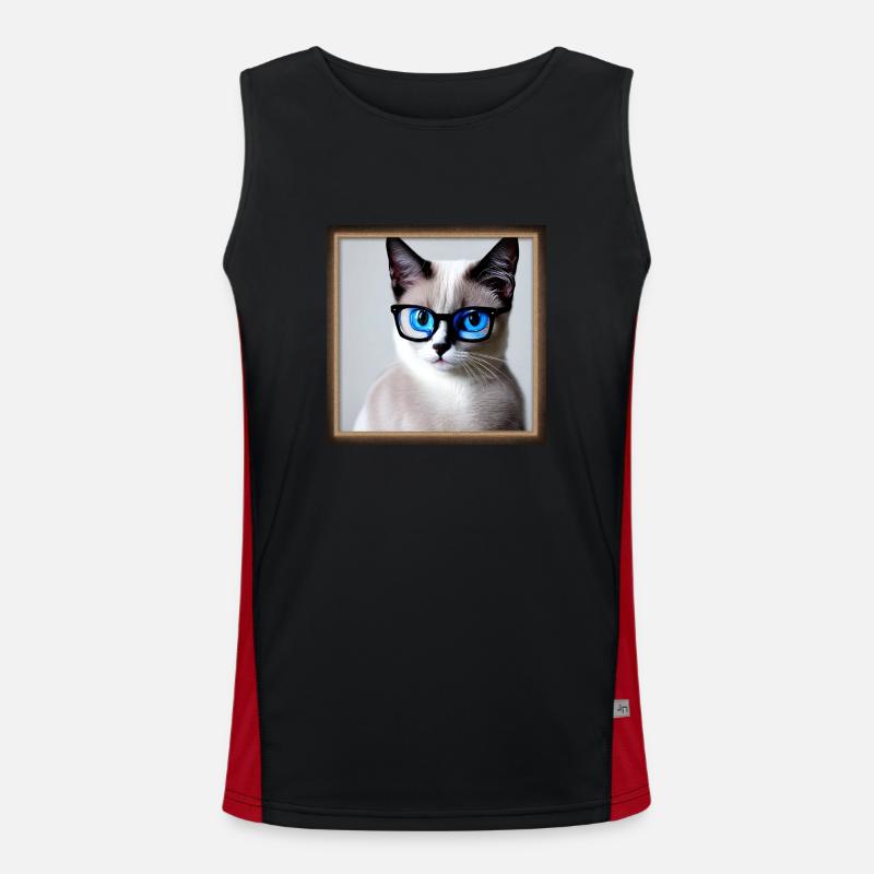Mignon chat Max avec des lunettes Débardeur respirant contrasté Homme 