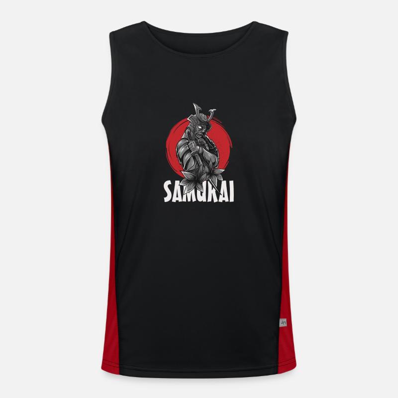 Samurai Cools Japanese Samurai Design - Men's Functional Contrast Tank Top - black/red