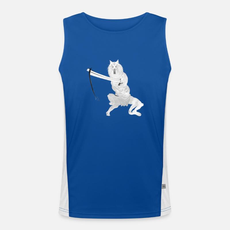 Samurai Cat White Men's Functional Contrast Tank Top 