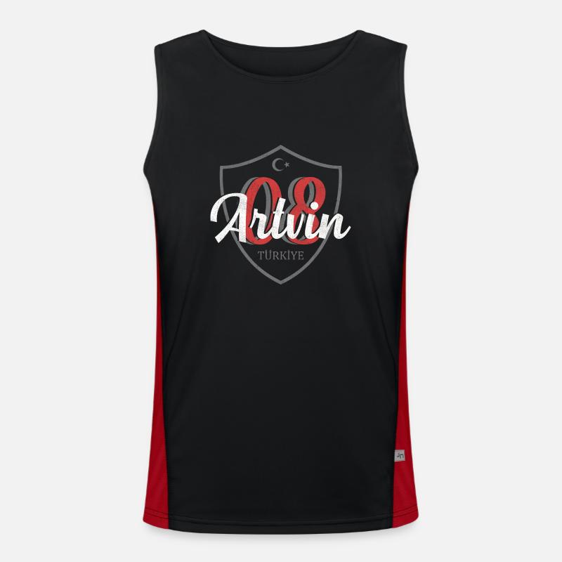 Artvin - Men's Functional Contrast Tank Top  - black/red