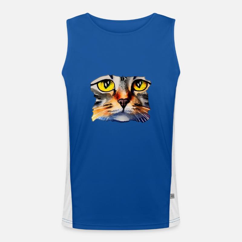Katzengesicht 2 Funktionelles Kontrast-Tank Top für Männer 