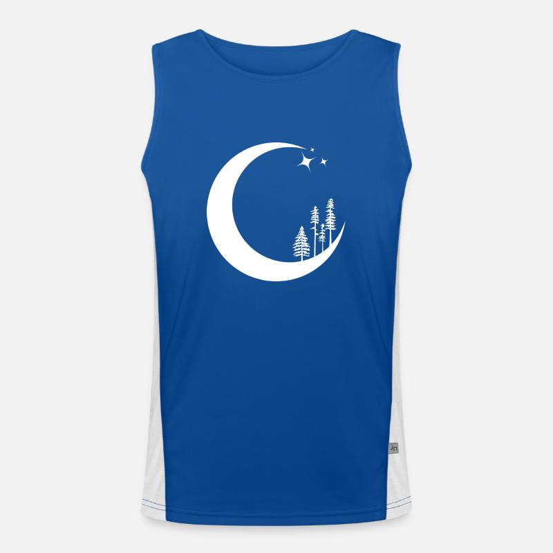 Celestial Moon pines tree Men's Functional Contrast Tank Top 