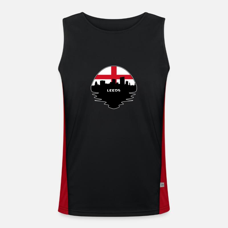 Leeds Angleterre Drapeau Skyline Silhouette Travel Débardeur respirant contrasté Homme 