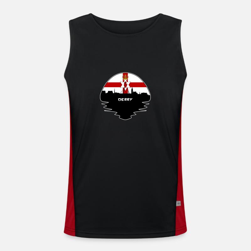 Derry Irlande du Nord Drapeau Skyline Silhouette Tra Débardeur respirant contrasté Homme 