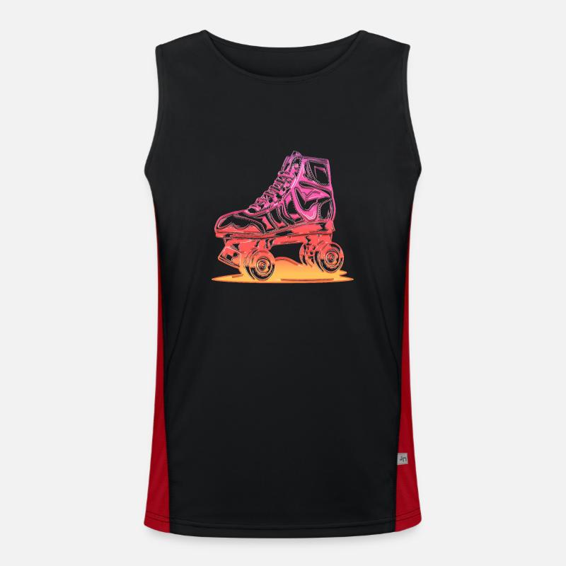 rollerblades rollerblade skates rollerskates retro - Men's Functional Contrast Tank Top  - black/red