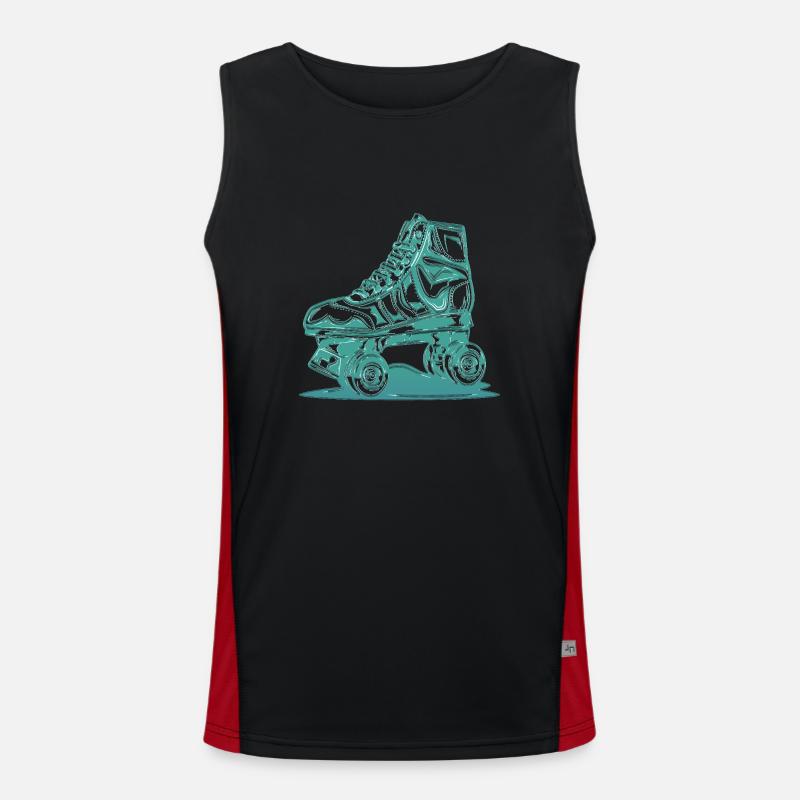 rollerblades rollerblade skates rollerskates retro - Men's Functional Contrast Tank Top - black/red