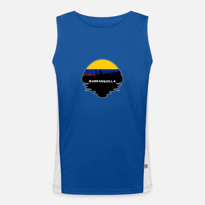 Barranquilla Colombie drapeau Skyline Silhouette Débardeur respirant contrasté Homme 