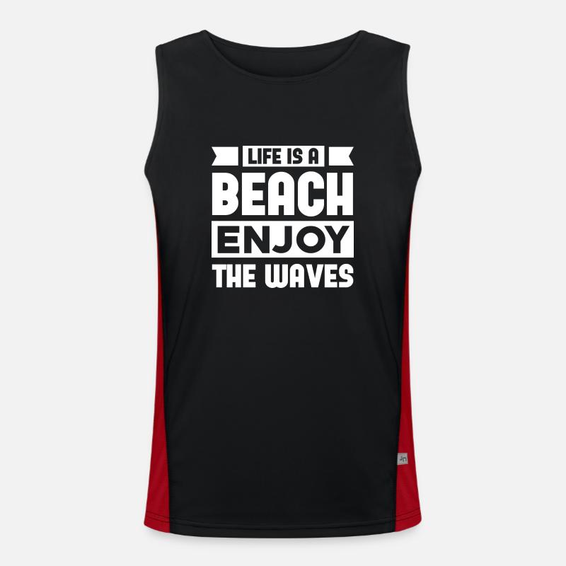 Life Is a Beach Enjoy The Waves Funktionelles Kontrast-Tank Top für Männer 
