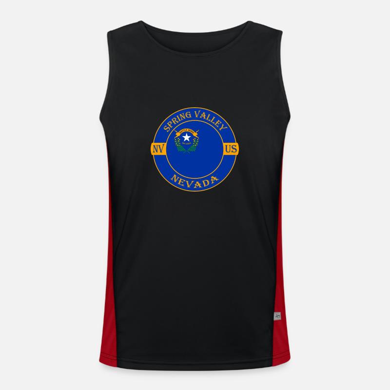 Spring Valley Nevada Flagge USA Souvenir Abzeichen Funktionelles Kontrast-Tank Top für Männer 