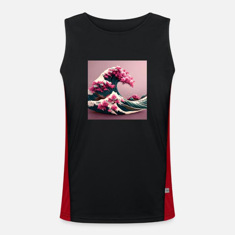 Floral Tsunami - Men's Functional Contrast Tank Top  - black/red