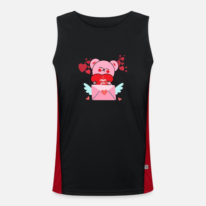 A bear with a loving message Men's Functional Contrast Tank Top 
