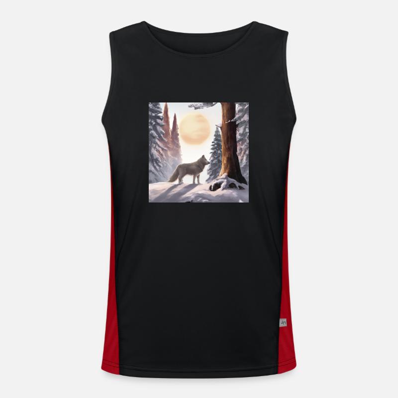 Der einsame Wolf Funktionelles Kontrast-Tank Top für Männer 