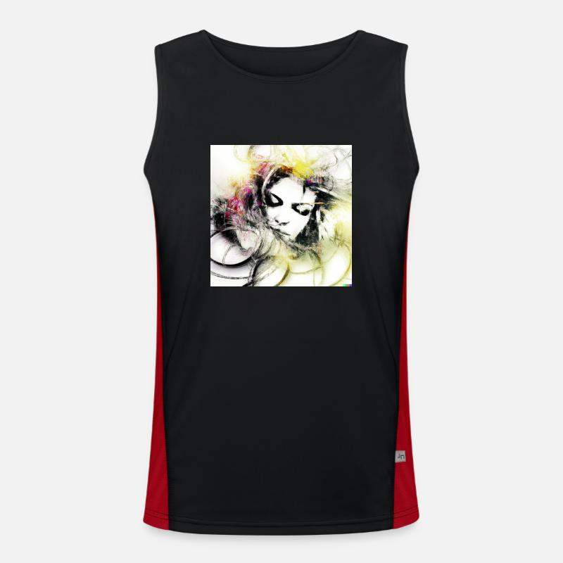 Mystical white ghost digital art Men's Functional Contrast Tank Top 