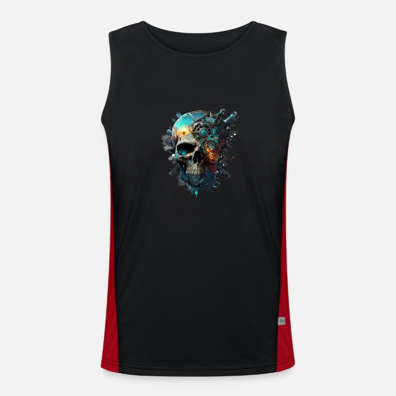 Splash mehrfarbiger Schädel. Wasserschädel Funktionelles Kontrast-Tank Top für Männer 