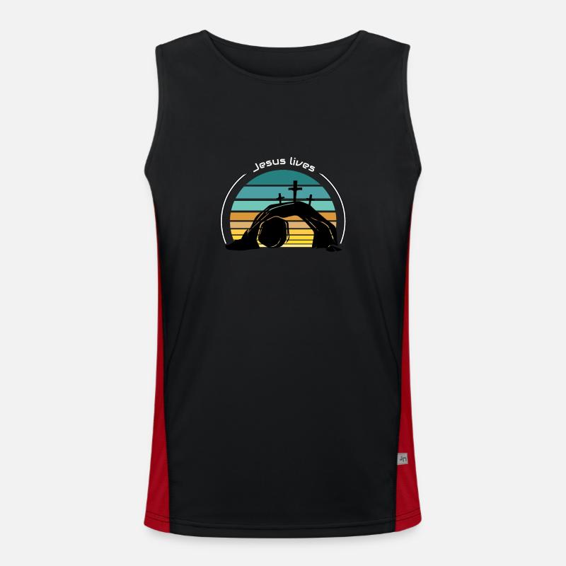 Jesus lebt Funktionelles Kontrast-Tank Top für Männer 