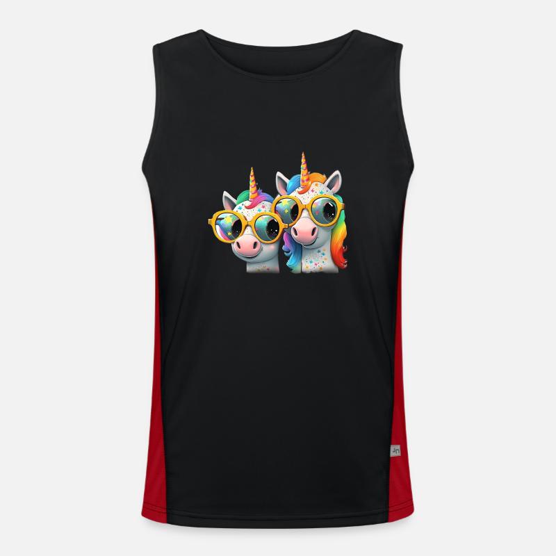 Freches Einhorn zwei Einhörner Einhornshirt Brille Funktionelles Kontrast-Tank Top für Männer 