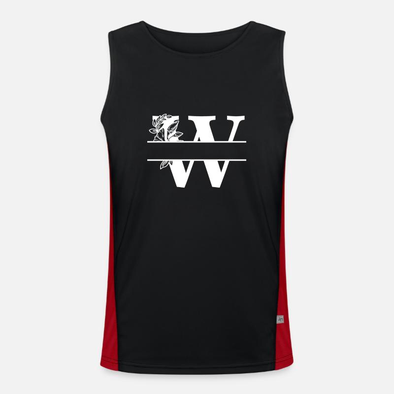 Personalisierter Blumenbuchstabe W Funktionelles Kontrast-Tank Top für Männer 