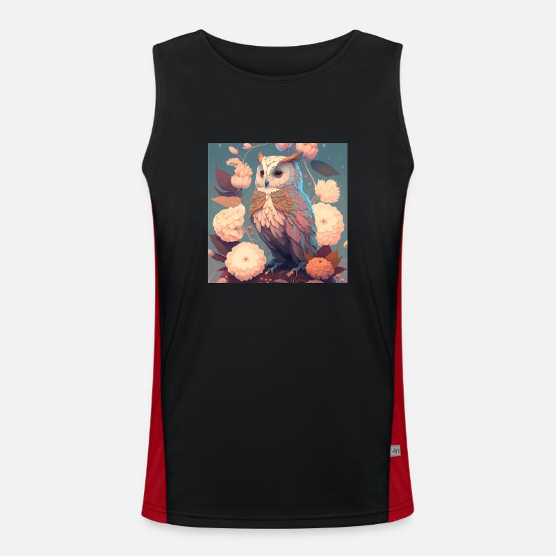 im Einklang mit der Natur Eule Funktionelles Kontrast-Tank Top für Männer 