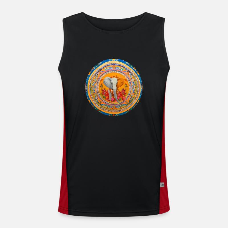 Elephant Boho Design in Digital Art Men's Functional Contrast Tank Top 