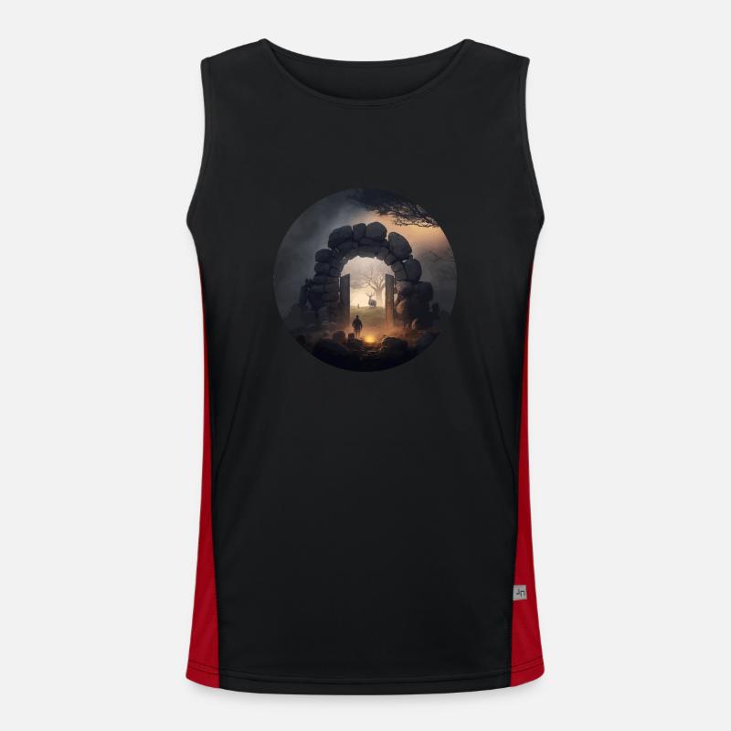 Dark Forest Mist Gate Gift Men's Functional Contrast Tank Top 
