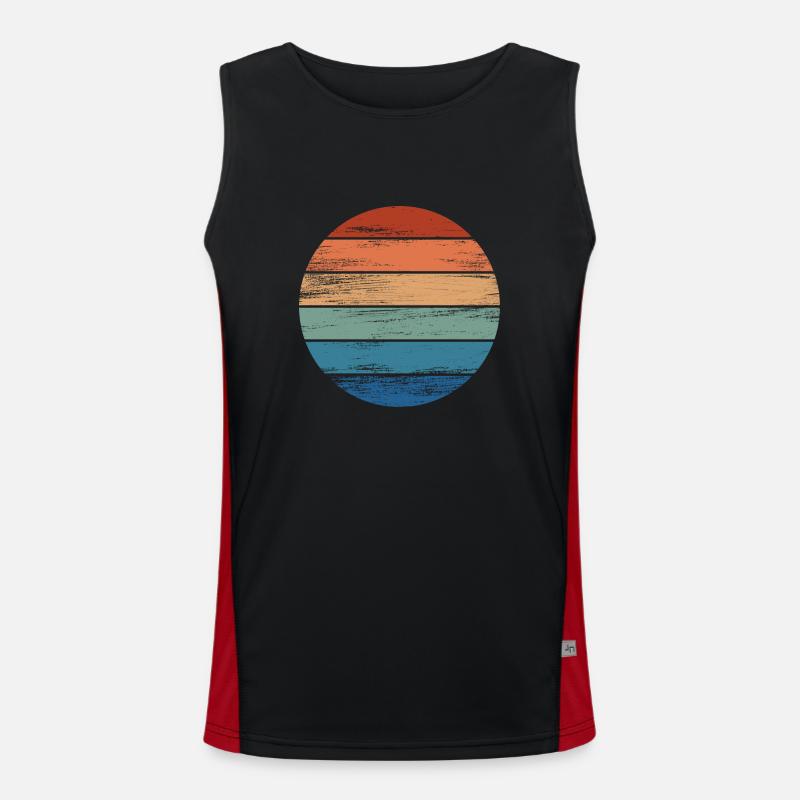 Retro Regenbogen Rainbow Kreis Distressed Funktionelles Kontrast-Tank Top für Männer 